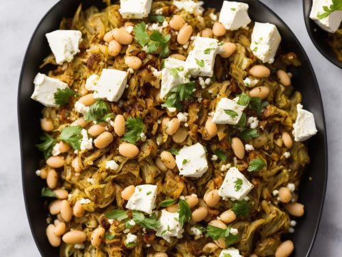 Roasted cabbage with harissa butter beans & baked feta recipe