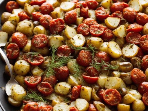 Roasted fennel with tomatoes, olives & potatoes