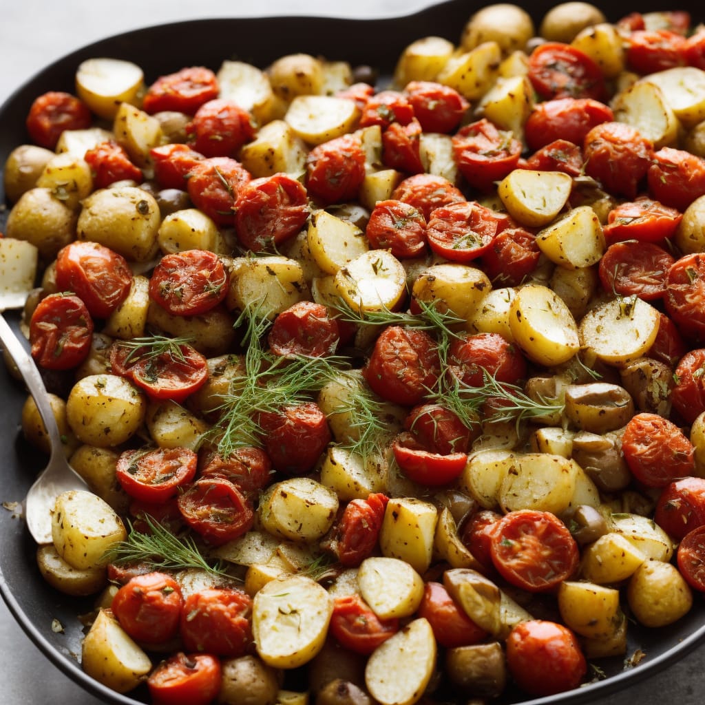 Roasted fennel with tomatoes, olives & potatoes