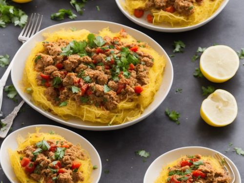 Roasted Spaghetti Squash with Ground Turkey and Vegetables