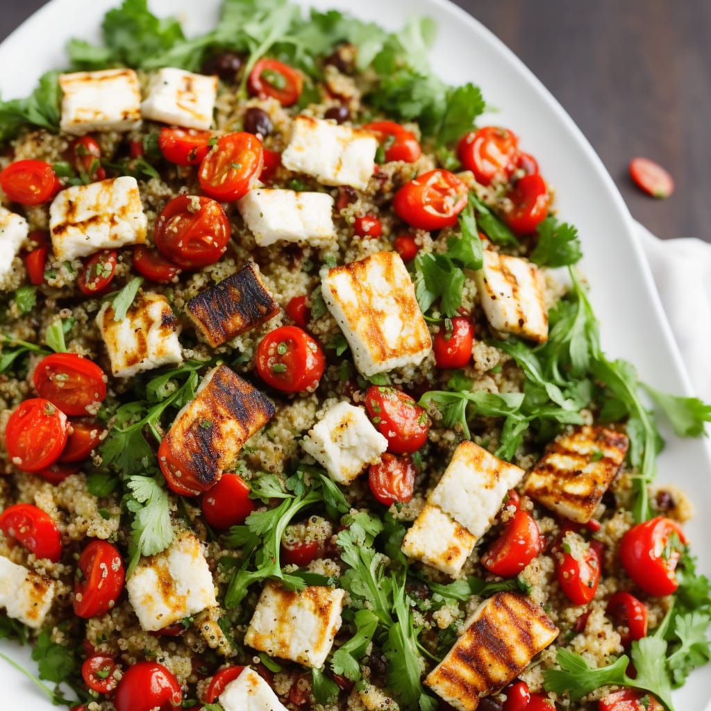 Roasted Vegetable Quinoa Salad with Griddled Halloumi