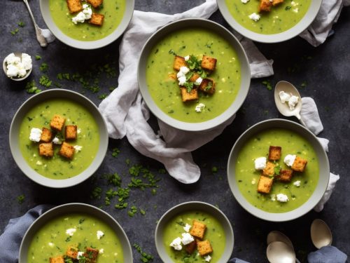 Rocket & Courgette Soup with Goat's Cheese Croutons