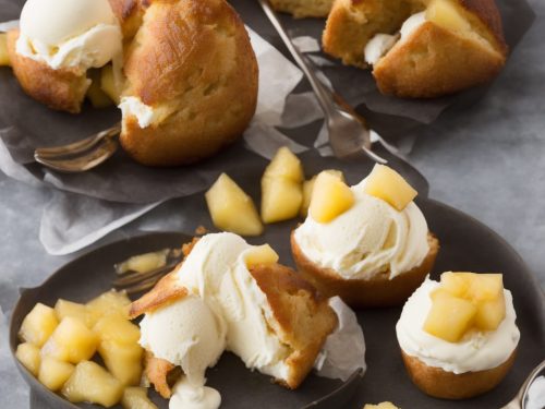 Rum Babas with Poached Pineapple & Vanilla Ice Cream