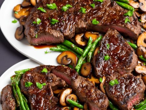 Rump Steak with Quick Mushroom and Red Wine Sauce