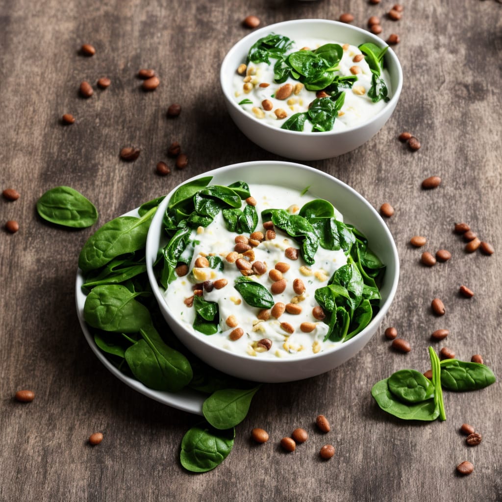 Rustic Beans & Spinach with Garlic Yogurt
