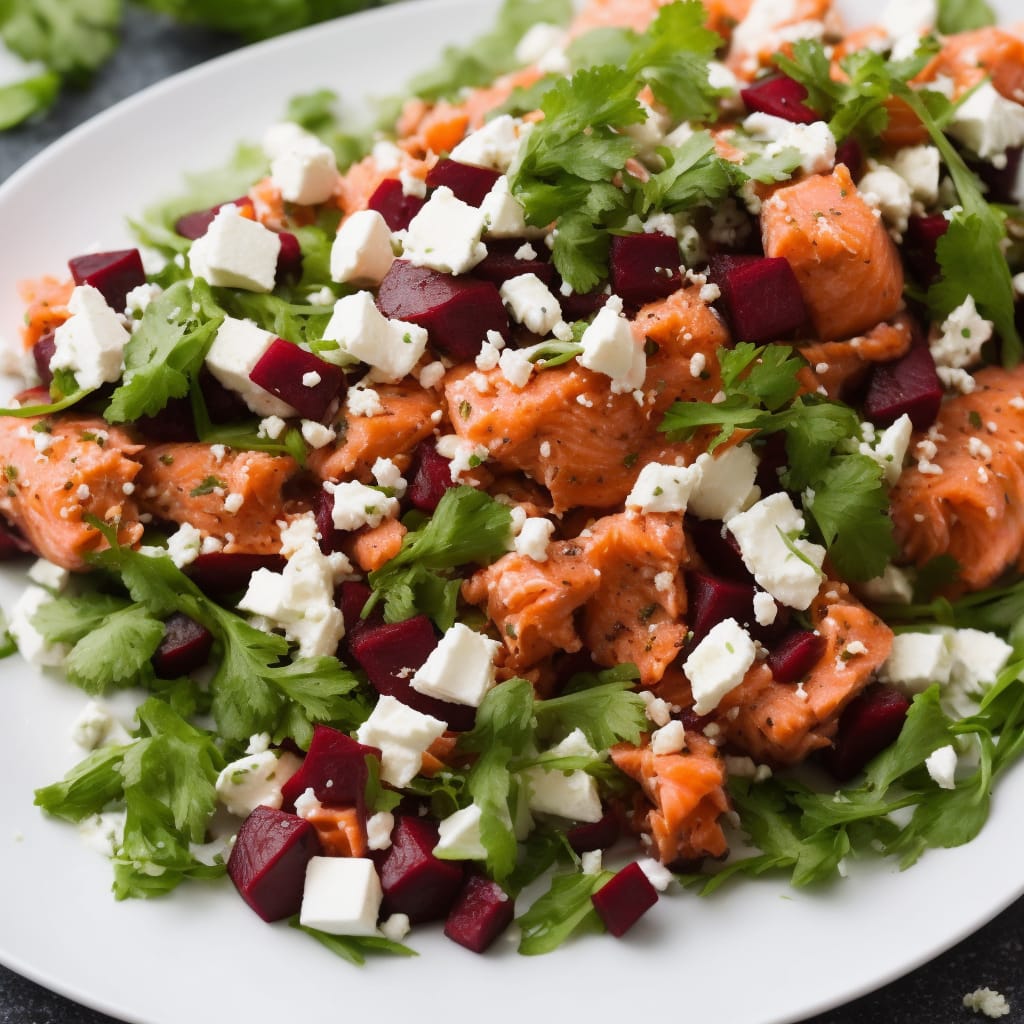 Salmon with Beetroot, Feta & Lime Salsa