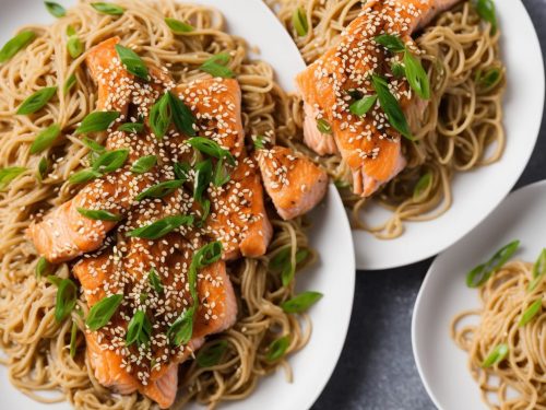 Salmon with Sesame, Soy & Ginger Noodles