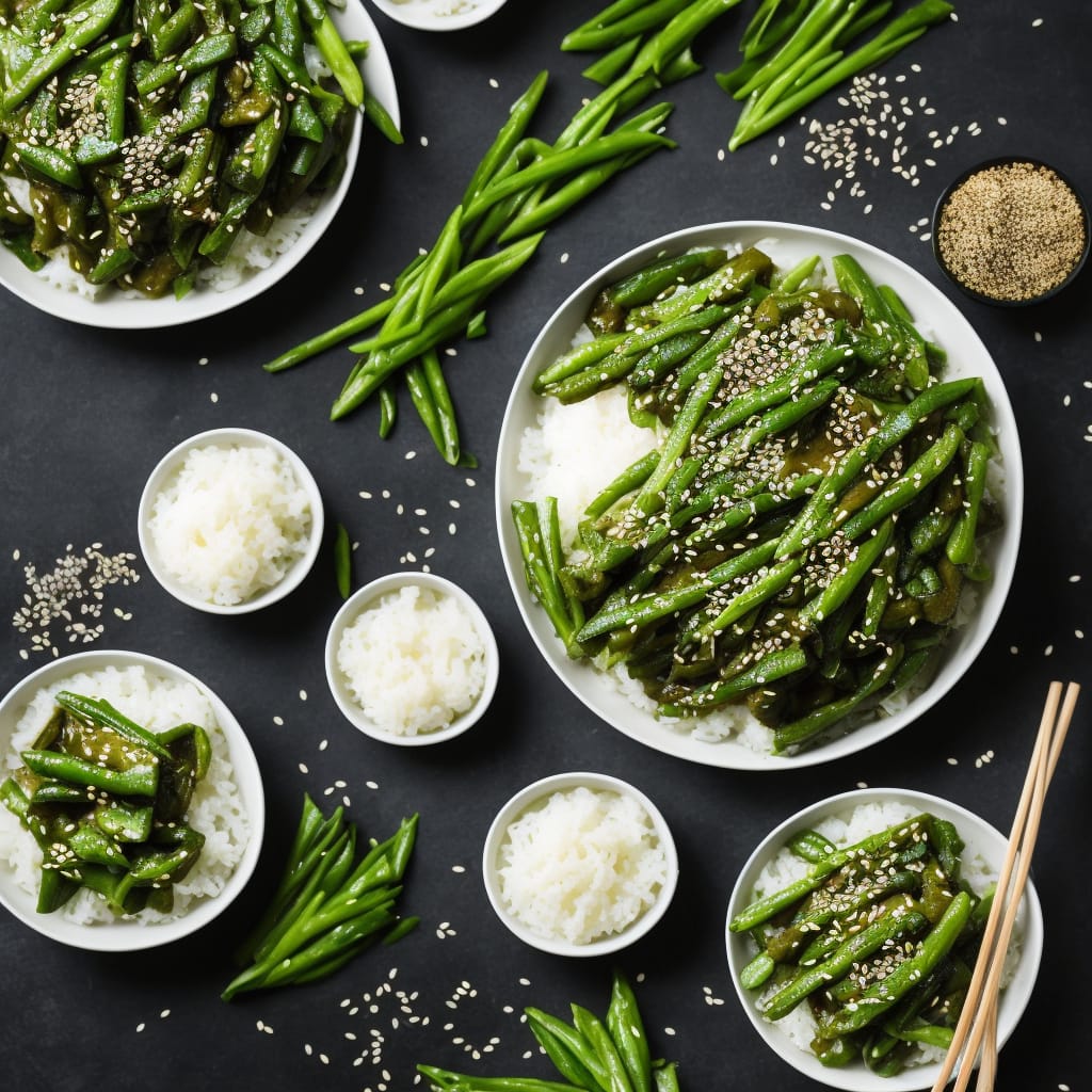 Saucy Japanese Greens with Sticky Sesame Rice