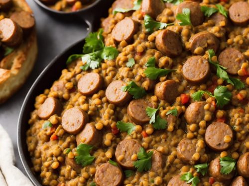 Sausages with Creamy Lentils