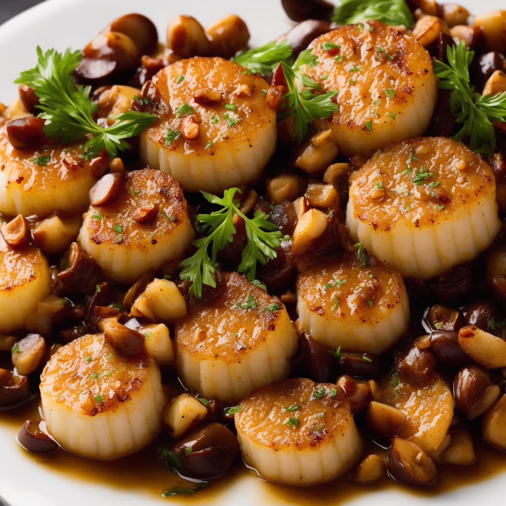 Scallops with Cep Compote & Chestnuts