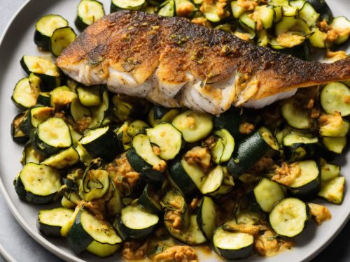 Sea bass with braised courgettes & harissa mayo