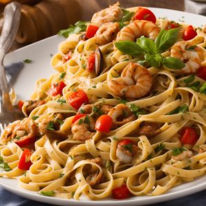 Seafood Tagliatelle, Spanish-style