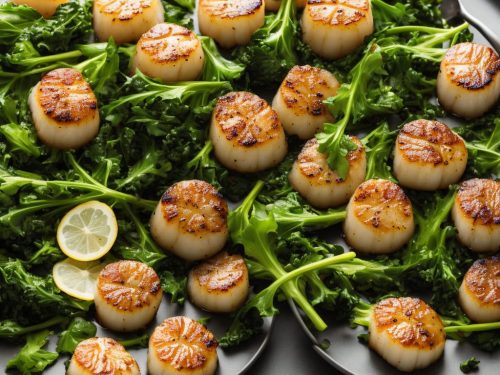 Seared Scallops with Flavoured Greens