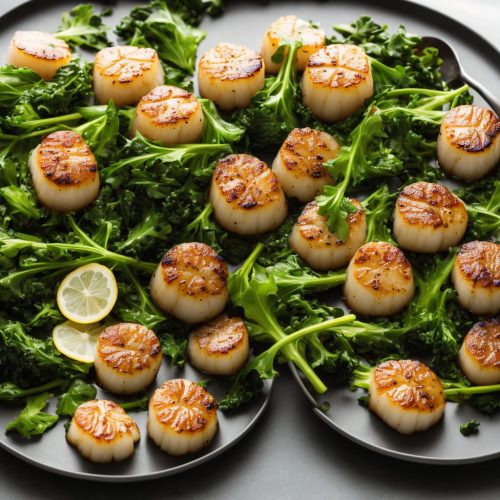 Seared Scallops with Flavoured Greens Recipe