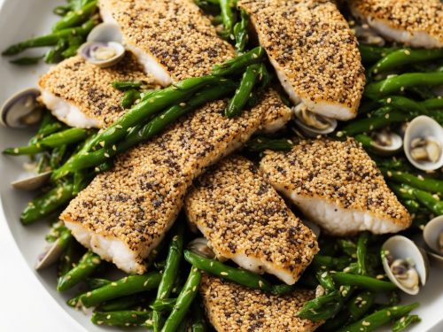 Sesame-crusted Fish with Samphire & Clams
