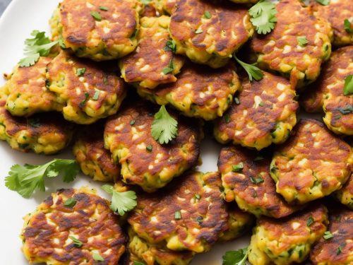 Sesame, halloumi & courgette fritters with chilli honey drizzle