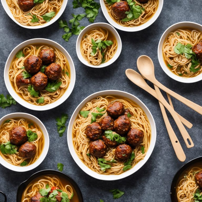 Sesame Pork Meatballs with Chilli Noodle Broth Recipe