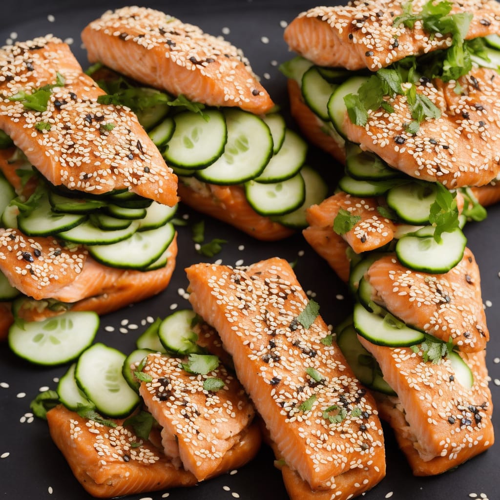 Sesame Salmon Subs with Cucumber Pickle