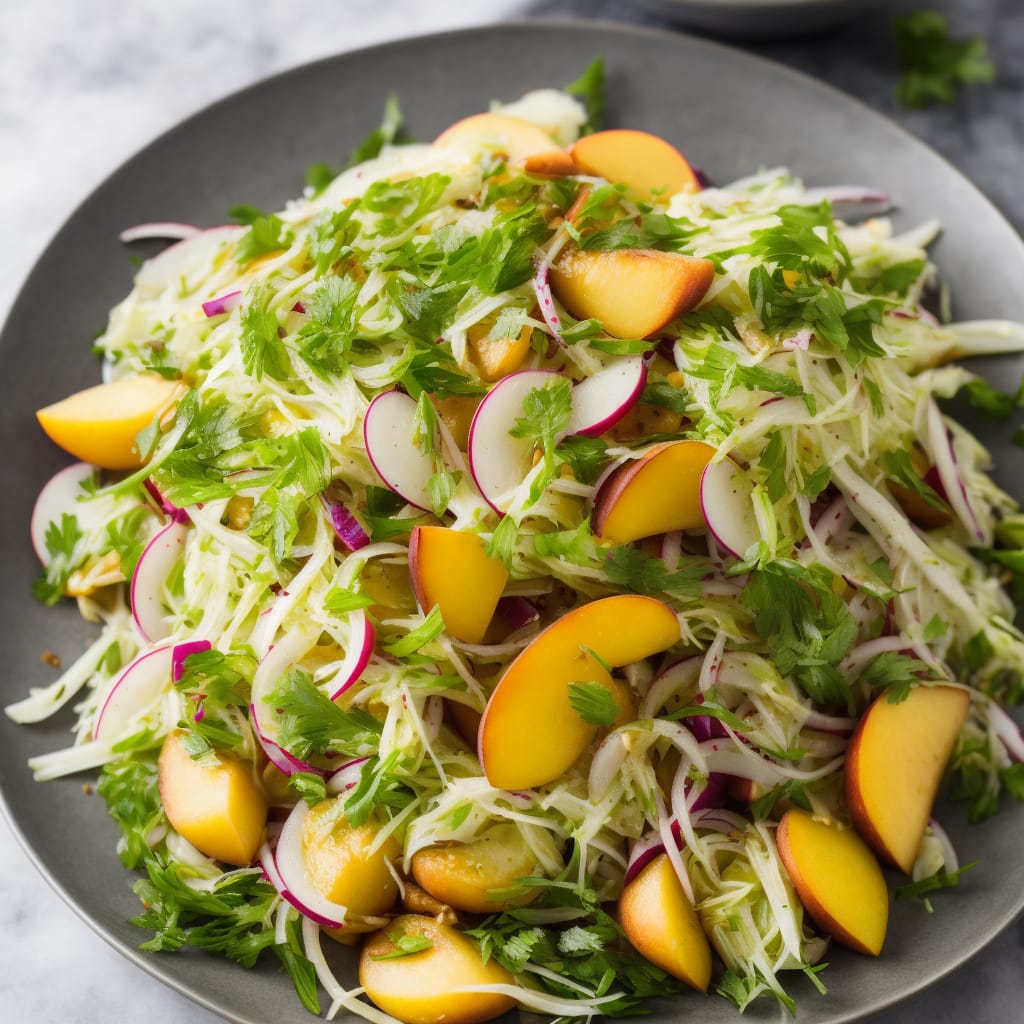 Shaved Fennel & Radish Salad with Pickled Peaches