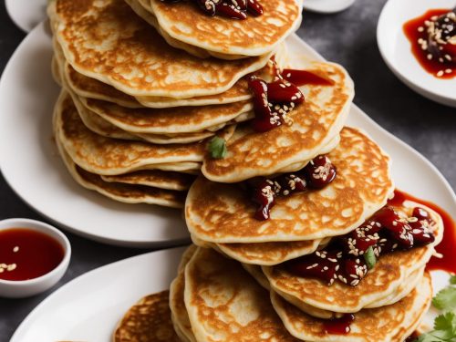 Shredded Sesame Chicken Pancakes with Spiced Plum Sauce