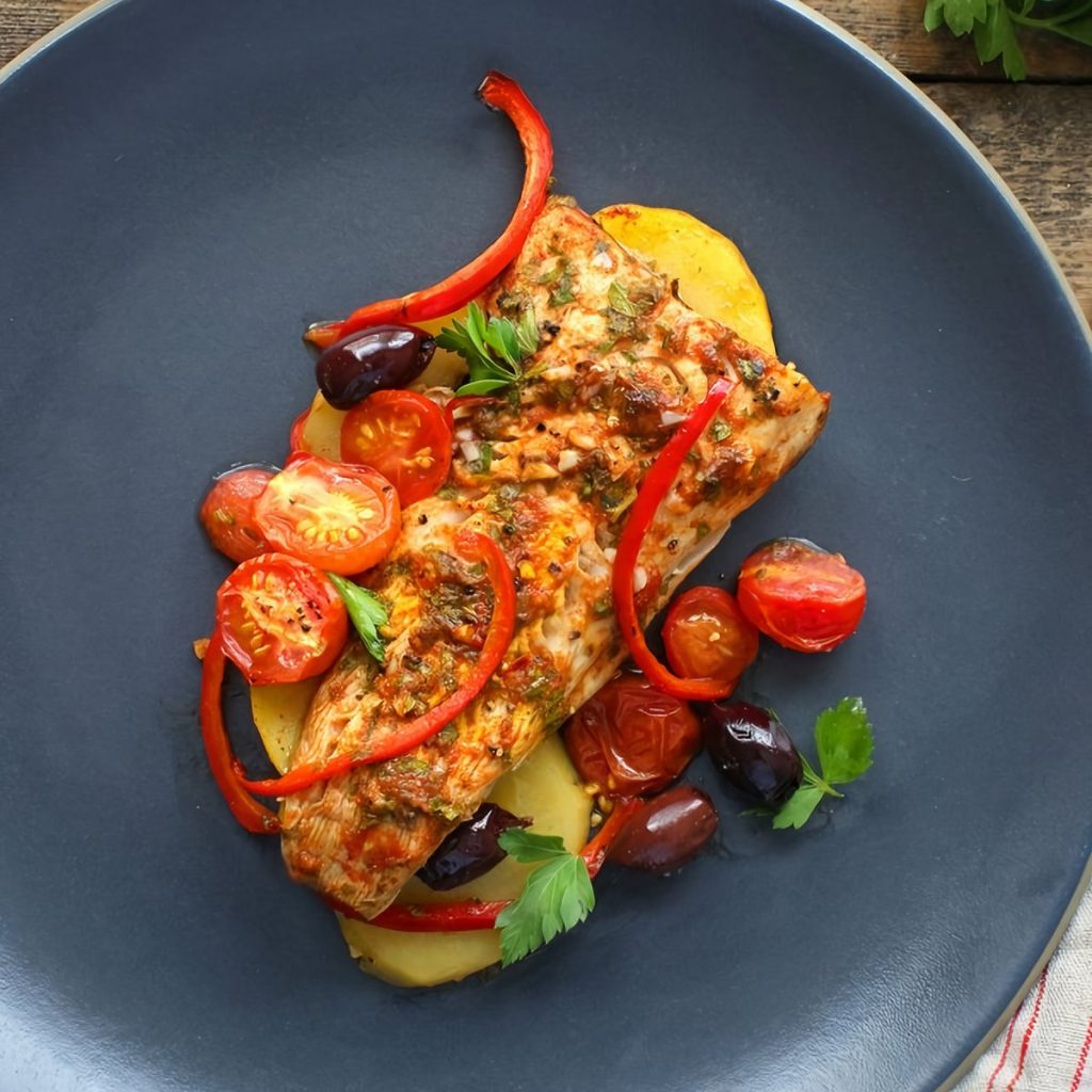 Simple Grilled Fish with Moroccan Spiced Tomatoes