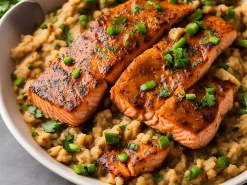 Sizzling Salmon with Bean Mash