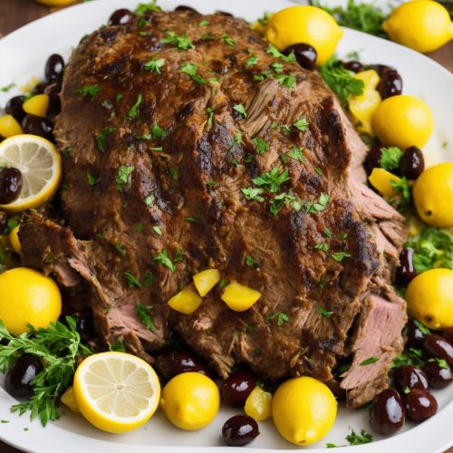 Slowcooked Greek Easter lamb with lemons, olives & bay Recipe