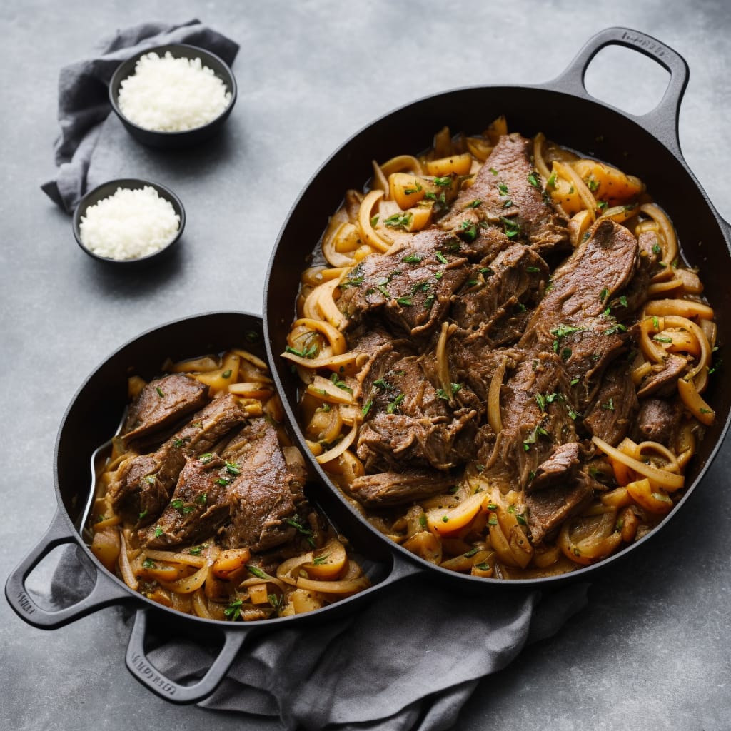 Slow-cooked lamb with onions & thyme