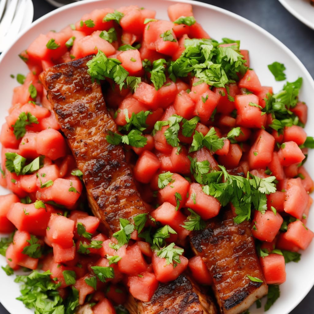 Slow Cooked Pork Belly with Watermelon Salsa