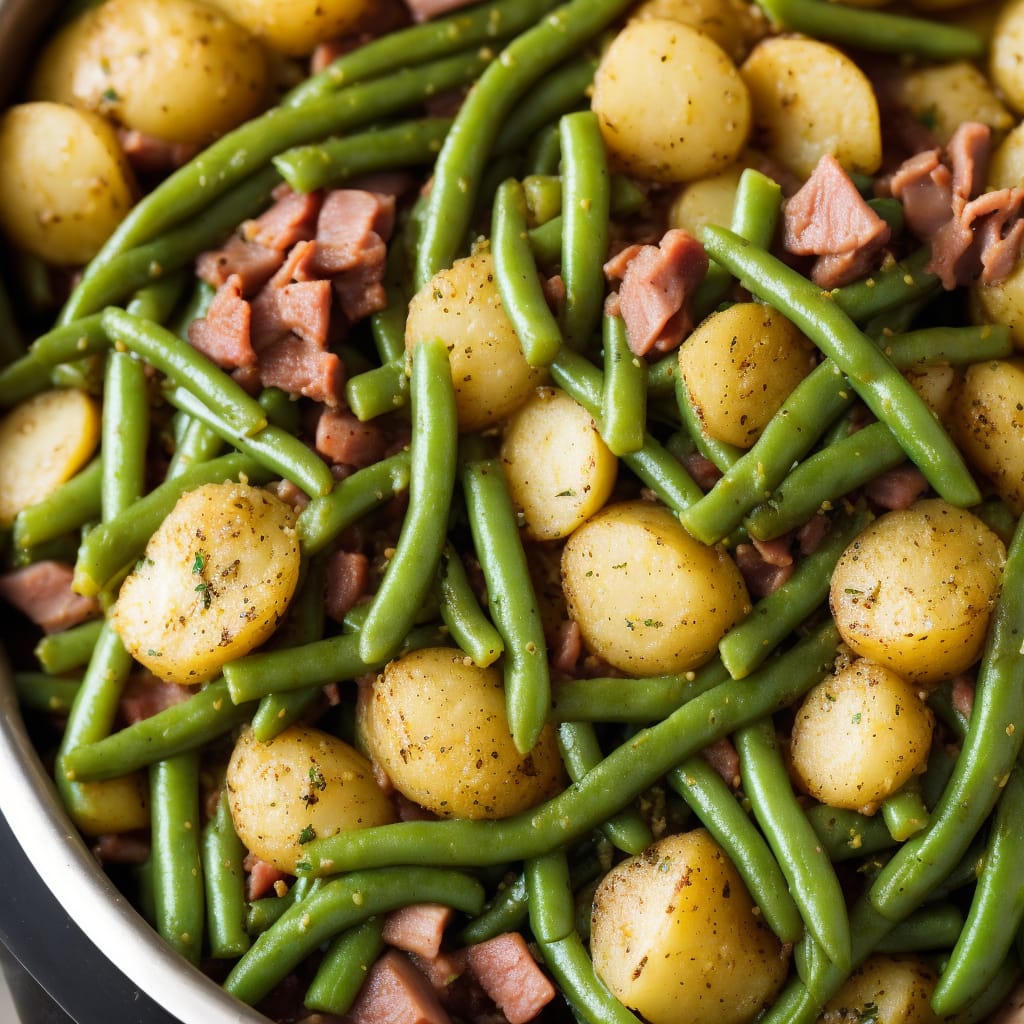 Slow Cooker Green Beans, Ham and Potatoes