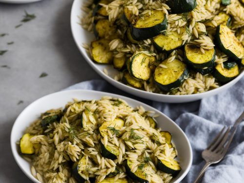 Slow-roasted courgettes with fennel & orzo