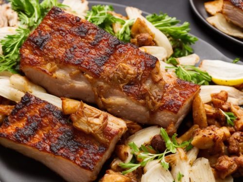 Slow-roasted pork belly & chicory