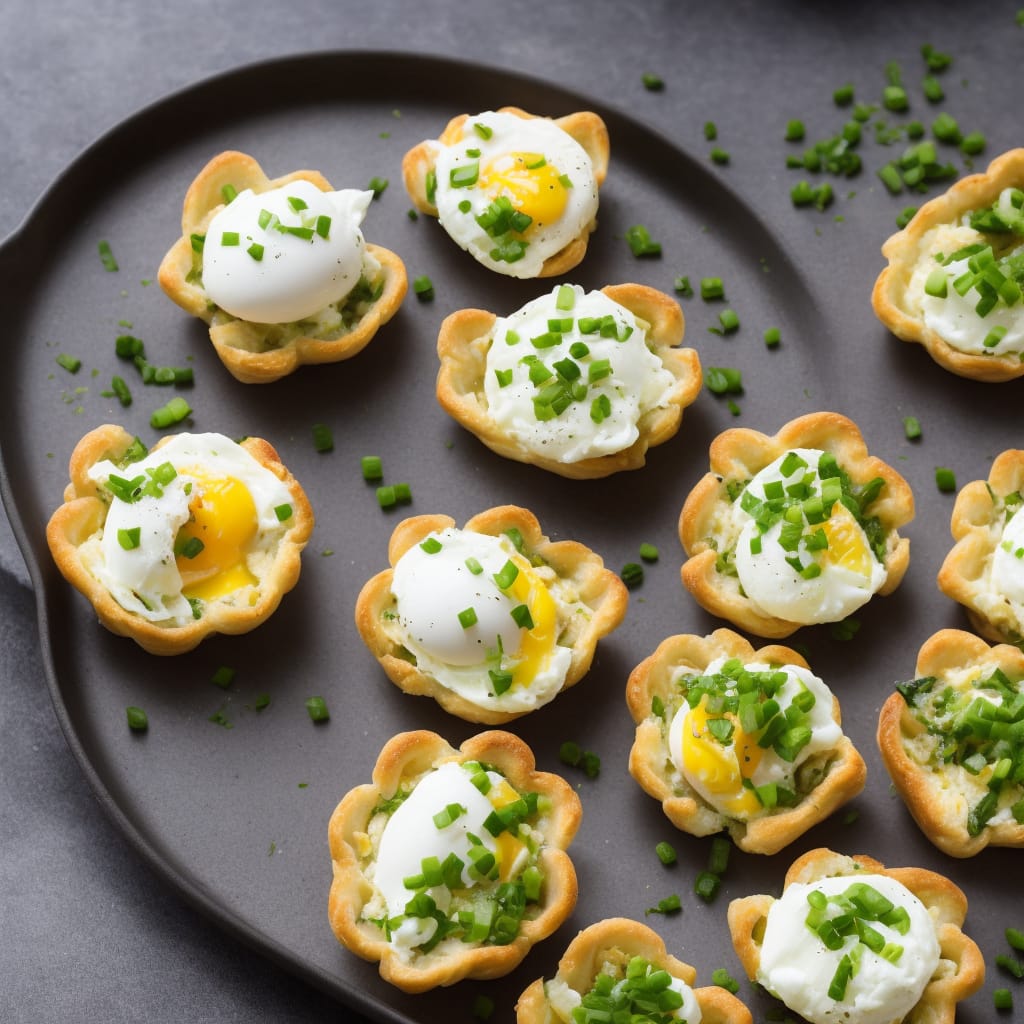 Smoked Haddock Tartlets with Poached Eggs & Chives