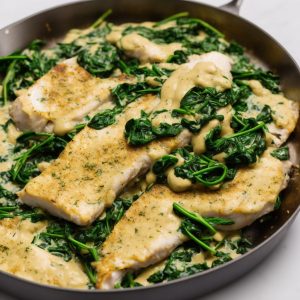 Smoked Haddock with Buttered Spinach & Mustard Sauce