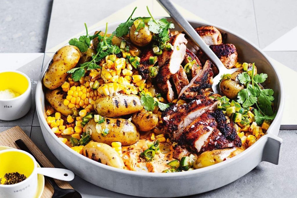 Smoky Chicken with Warm Corn & Potato Salad