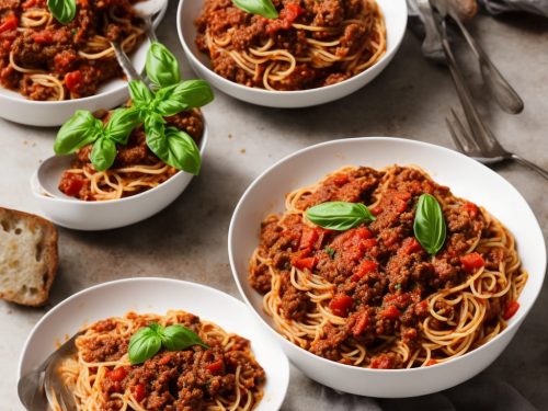 Spaghetti Bolognese with Salami & Basil