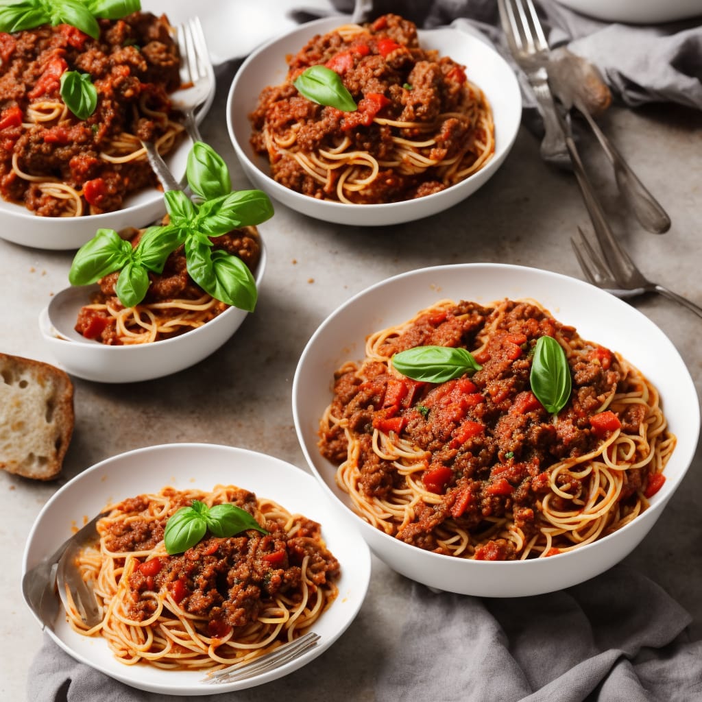 Spaghetti Bolognese with Salami & Basil