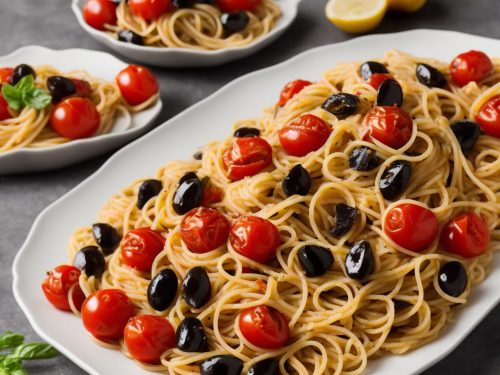 Spaghetti with Cherry Tomato & Black Olive Sauce