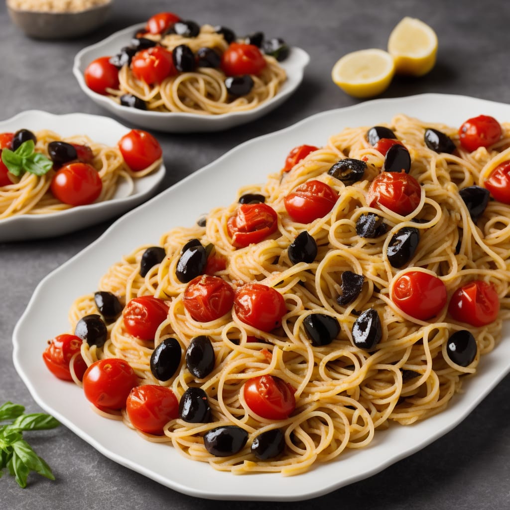 Spaghetti with Cherry Tomato & Black Olive Sauce