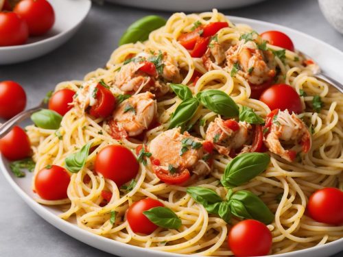 Spaghetti with Crab, Cherry Tomatoes & Basil