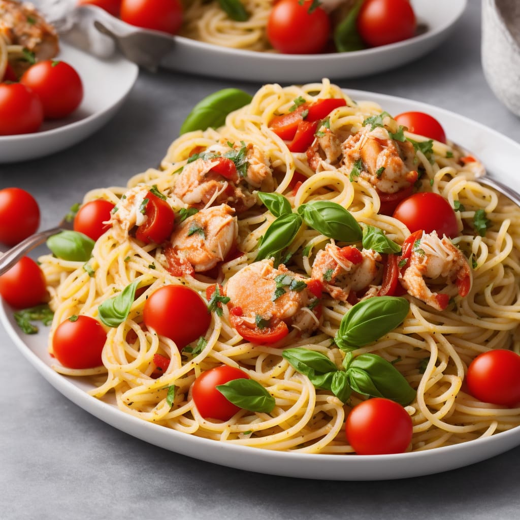 Spaghetti with Crab, Cherry Tomatoes & Basil
