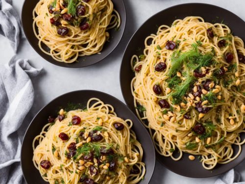 Spaghetti with Fennel, Anchovies, Currants, Pine Nuts & Capers