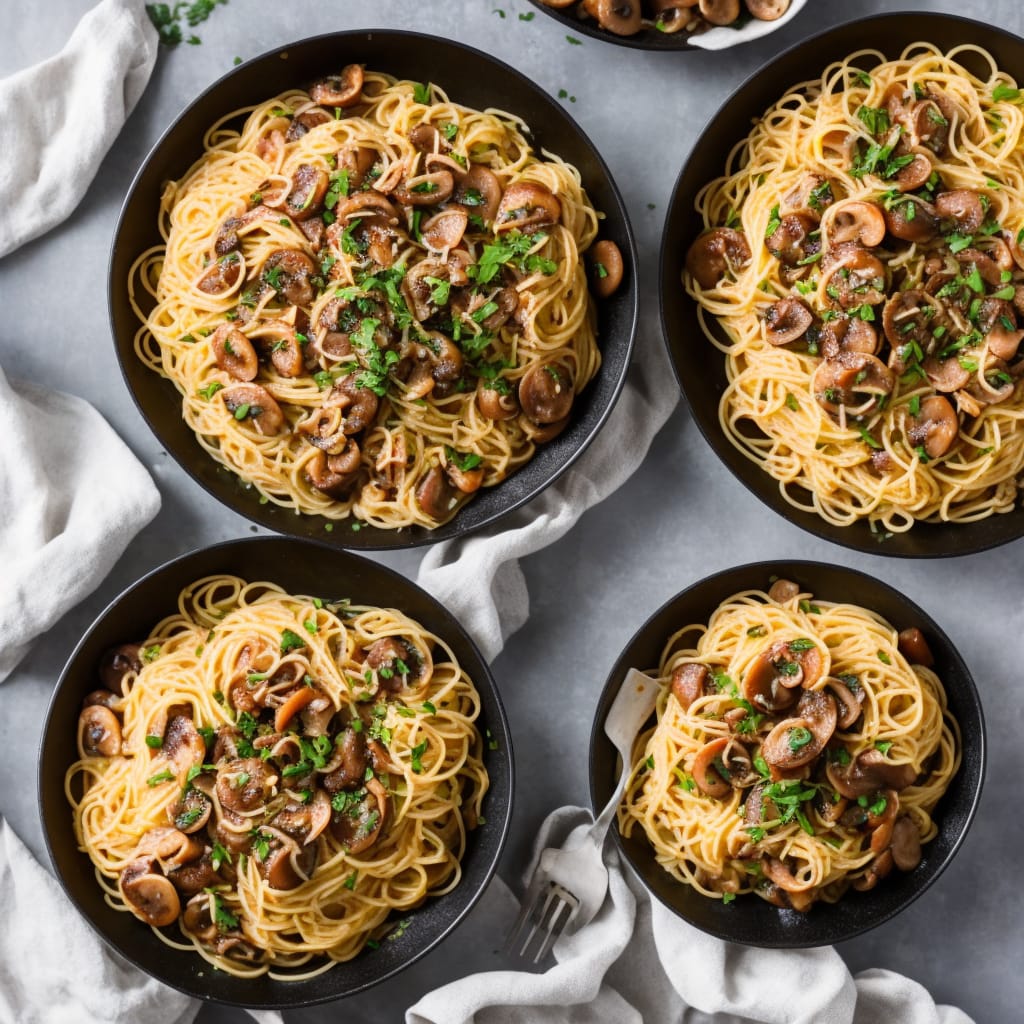 Spaghetti with Garlic Mushrooms & Prosciutto