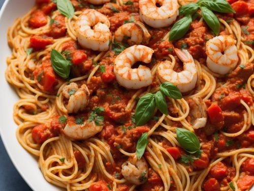 Spaghetti with Smoky Tomato & Seafood Sauce