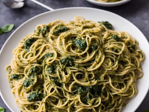 Spaghetti with Spinach & Walnut Pesto