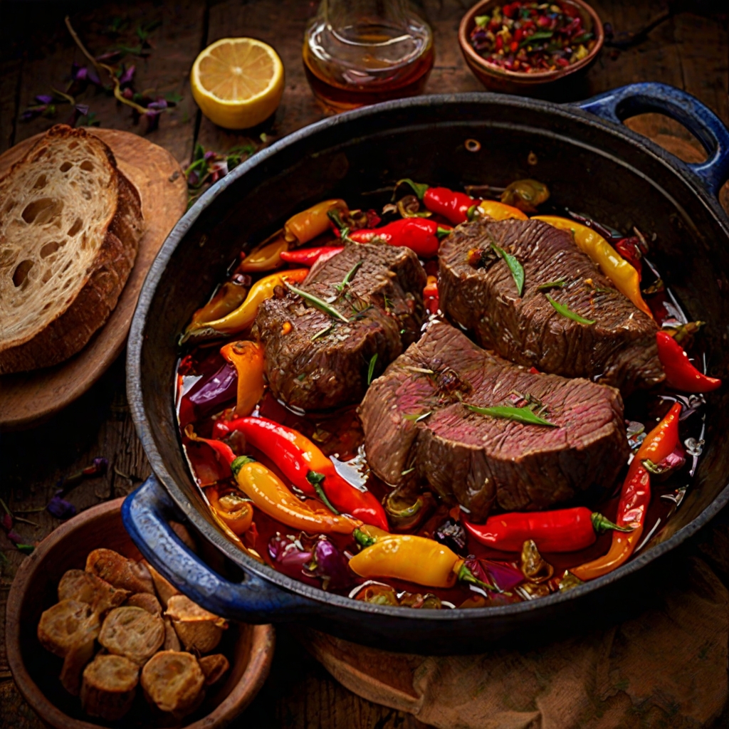 Spanish Lamb with Sherry, Honey & Peppers