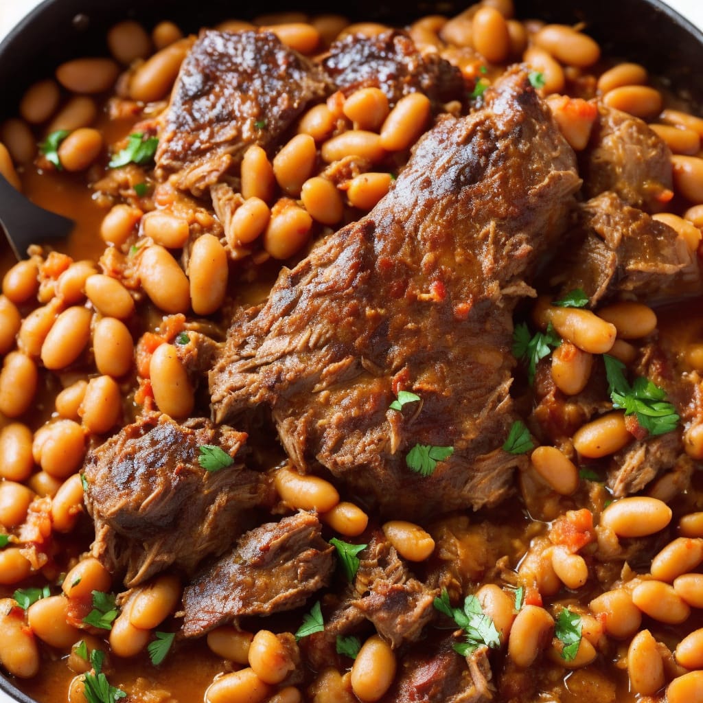 Spanish-style slow-cooked lamb shoulder & beans