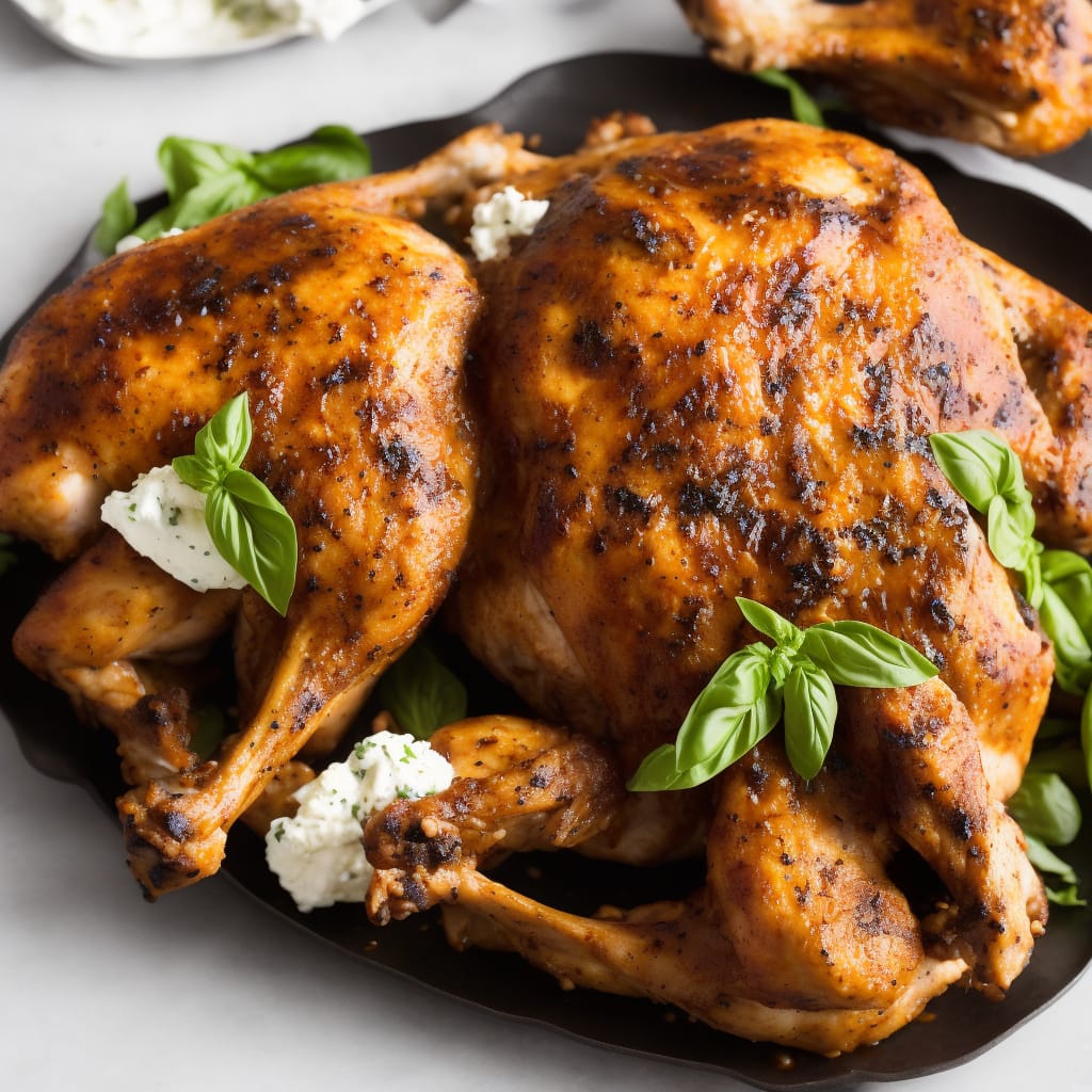 Spatchcocked Chicken with Soft Cheese & Basil