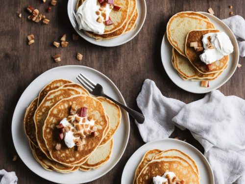 Spelt Pancakes with Rhubarb & Crème Fraîche