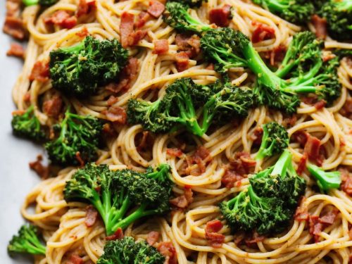 Spelt Spaghetti with Chilli, Sprouting Broccoli & Pancetta